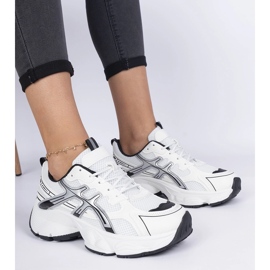 Sneakers nere da donna con suola massiccia bianco 1