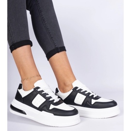Sneakers da donna bianche e nere con suola spessa bianco 2
