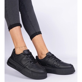 Sneakers nere da donna con suola spessa nero 1