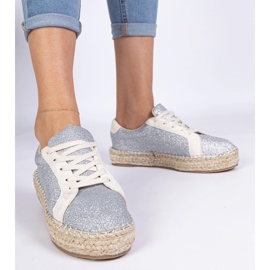Espadrille da donna d'argento decorate con glitter 1