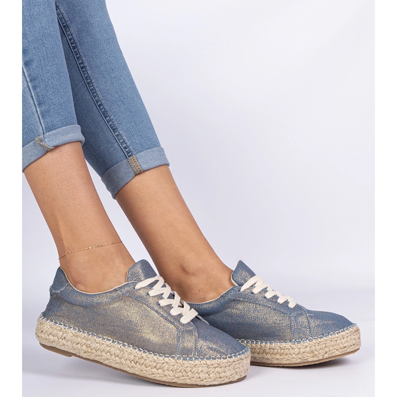 Espadrille blu brillanti d'oro 1