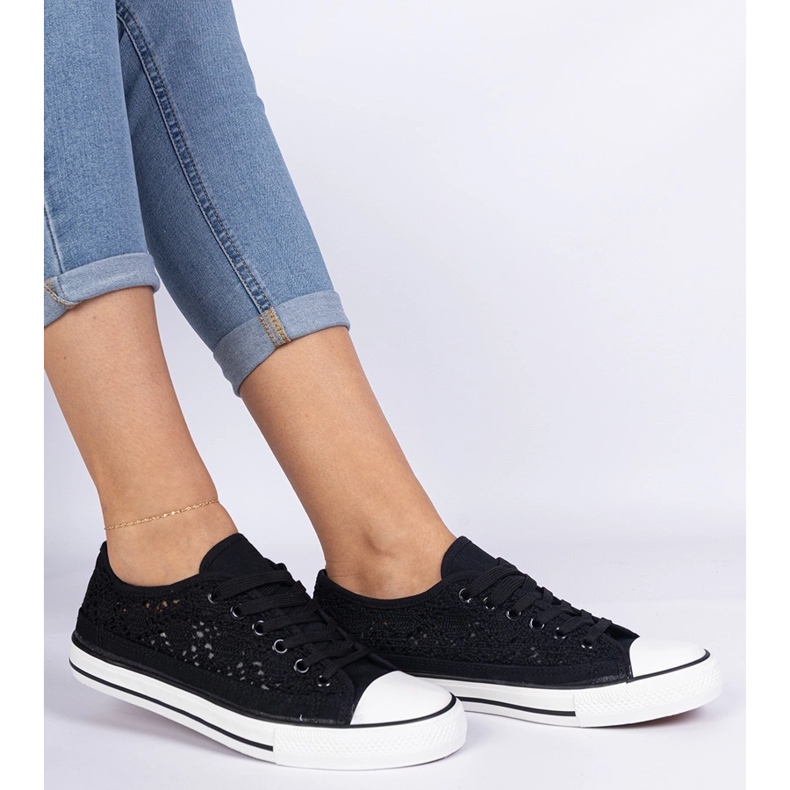 Sneaker femminili di neri openwork nero 2