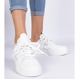 Sneaker da donna bianca con lacci spessi bianco 1