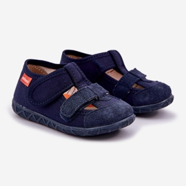 Pantofole per bambini per velcro blu navy 1