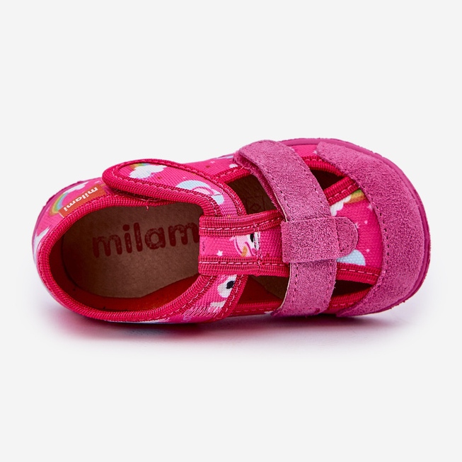Pantofole per bambini per velcro in unicorno fucsia rosa 2