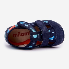 Pantofole per bambini per velcro con dinosauri blu navy 2