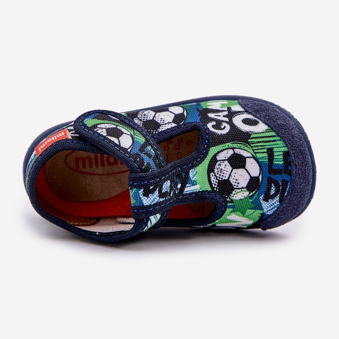 Pantofole per bambini flessibili per palline in velcro navy blu 2