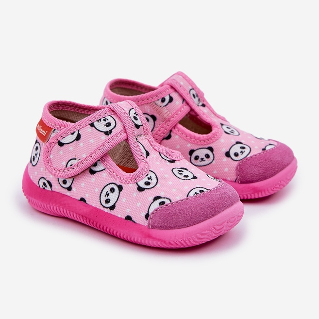 Pantofole milami flessibile panda rosa appetto velcro 1