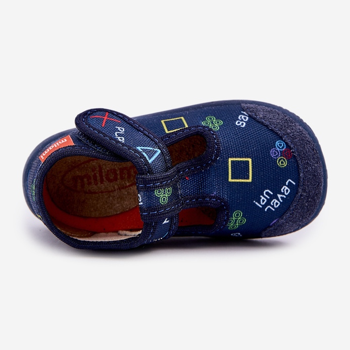 Pantofole per bambini flessibile in velcro blu navy 2