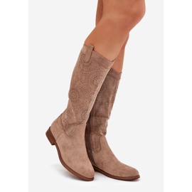 S.Barski Stivali con un tallone piatto aperto S. Barski Hy51-860 beige 1