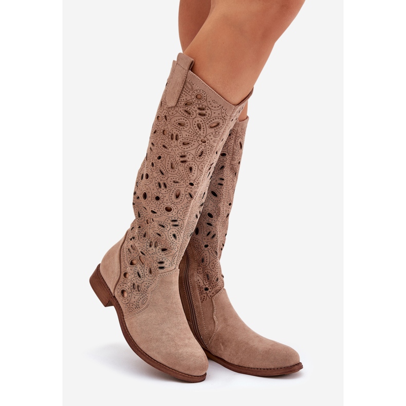 S.Barski Tacchi piatti openwork hy51-176 beige 1