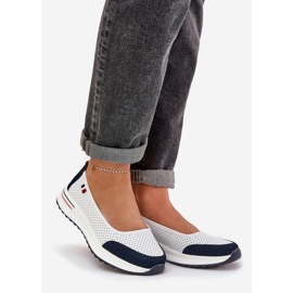 Ballerine a cuneo blu bianco e blu bianca 1