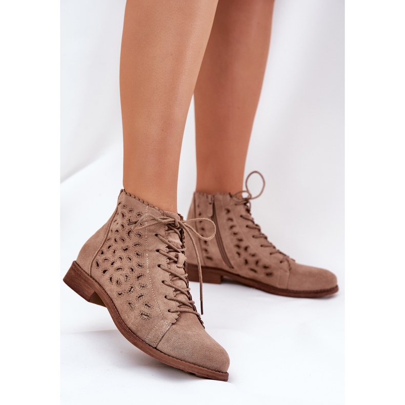 S.Barski Stivali bassi con un modello di lavoro aperto S. Barski Hy51-185 beige 2
