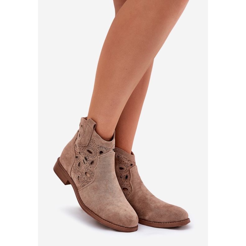 Stivali Openwork Women's Openwork con Zipper Beige S.Barski Hy42-081 1