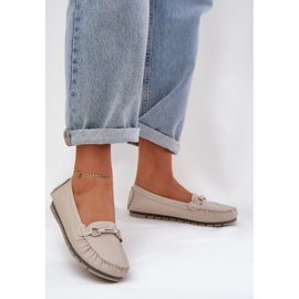 S.Barski Mocassini in pelle piatta con un ornamento di S. barski LR51-547 beige 2