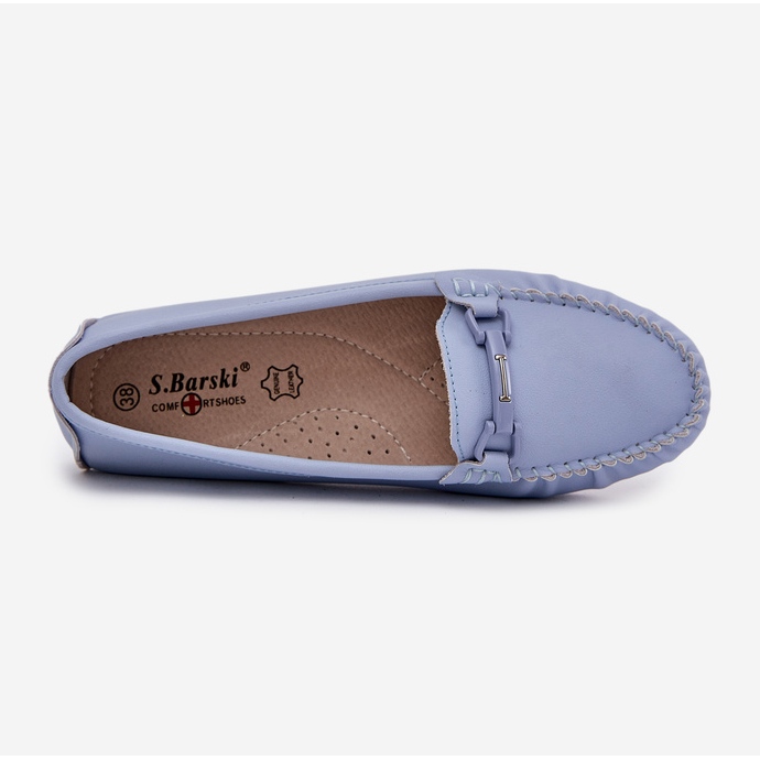S.Barski Mocassini in pelle piatta con un ornamento di S. barski LR51-547 blu 2