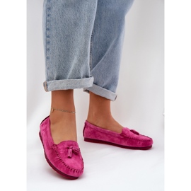 S.Barski Mococcasin in pelle scamosciata classica piatta da donna S. Barski LR51-548 Fuksja rosa 2
