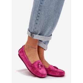 S.Barski Mococcasin in pelle scamosciata classica piatta da donna S. Barski LR51-548 Fuksja rosa 1