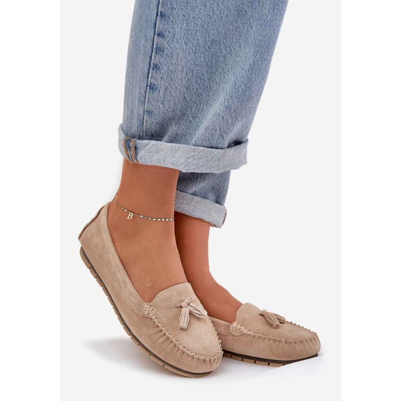 S.Barski Mococcasin in pelle scamosciata classica da donna S. Barski LR51-548 beige 1