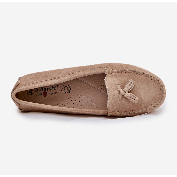 S.Barski Mococcasin in pelle scamosciata classica da donna S. Barski LR51-548 beige 2