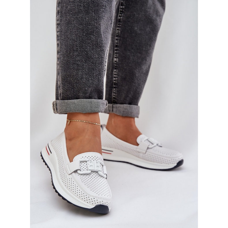 S.Barski Mocassini in pelle femminile sulla piattaforma S. Barski LR51-556 White bianco 2