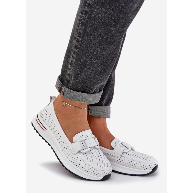 S.Barski Mocassini in pelle femminile sulla piattaforma S. Barski LR51-556 White bianco 1