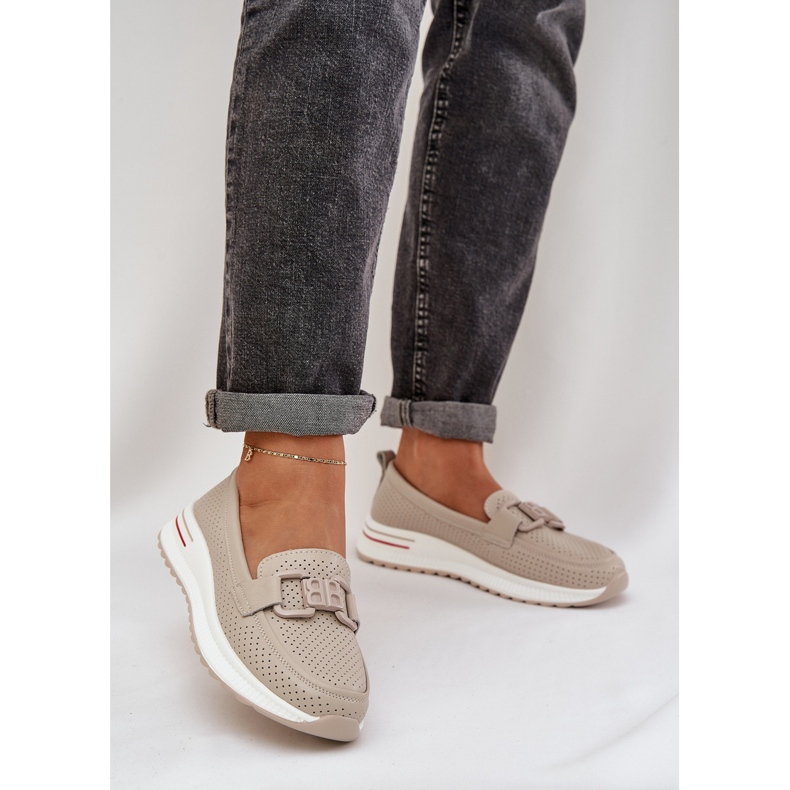 S.Barski Mocassini in pelle femminile sulla piattaforma S. Barski LR51-556 beige 2