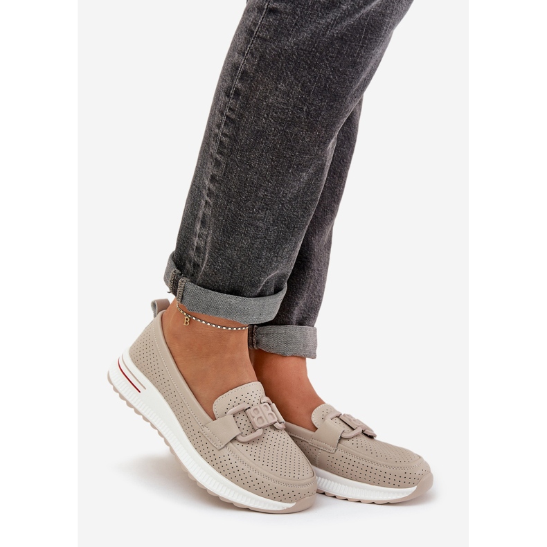 S.Barski Mocassini in pelle femminile sulla piattaforma S. Barski LR51-556 beige 1