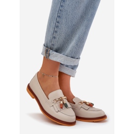 S.Barski Pelle elegante mocassini a tacco piatto S. Barski LR51-768 beige 1