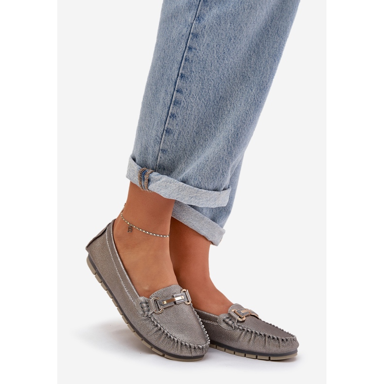 S.Barski Mocacchi piatti glitter fatti in pelle naturale D&amp;A LR51-546 Silver argento 1