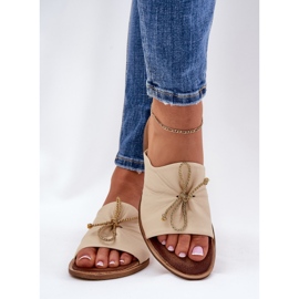 Zazoo 2659 pantofole di cuoio da donna beige 2