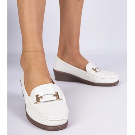 Mocassine femminili bianche su ancody di Eco -leather bianco 1