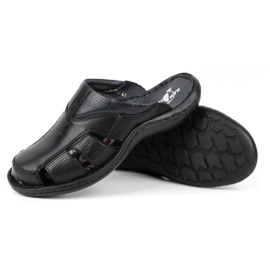 Kampol Infradito da uomo in pelle 224KAM, nere nero 5