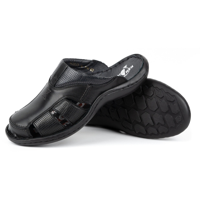 Kampol Infradito da uomo in pelle 224KAM, nere nero 5