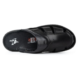 Kampol Infradito da uomo in pelle 224KAM, nere nero 6