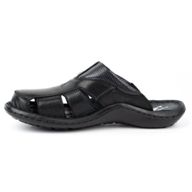 Kampol Infradito da uomo in pelle 224KAM, nere nero 3