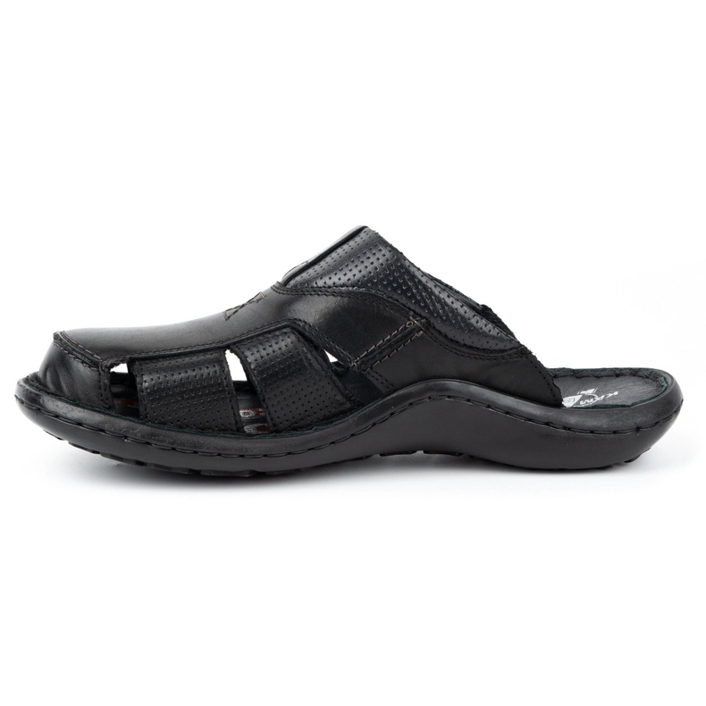 Kampol Infradito da uomo in pelle 224KAM, nere nero 3