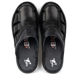 Kampol Infradito da uomo in pelle 224KAM, nere nero 1