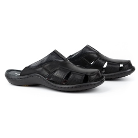 Kampol Infradito da uomo in pelle 224KAM, nere nero 4