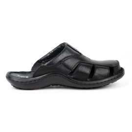 Kampol Infradito da uomo in pelle 224KAM, nere nero 2