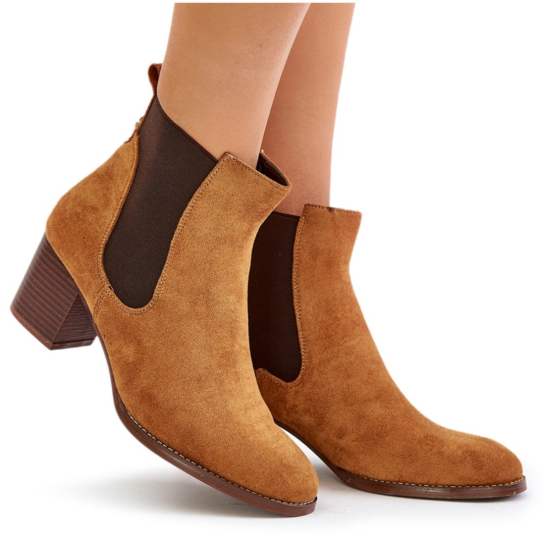 Stivali da donna eco-zamszu chelsea marrone 4