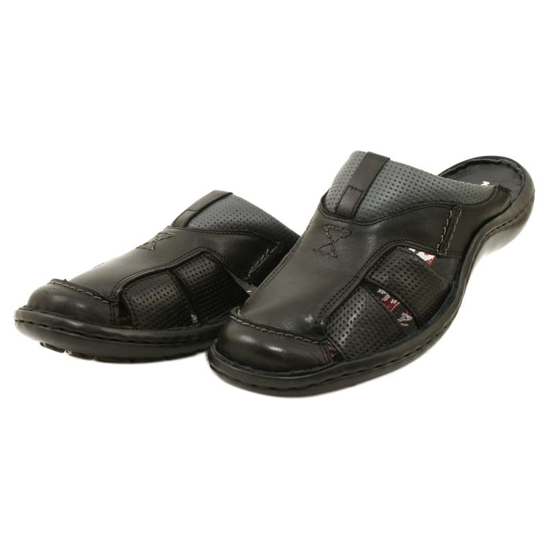 Kampol Infradito da uomo in pelle 224KAM, nere nero 8