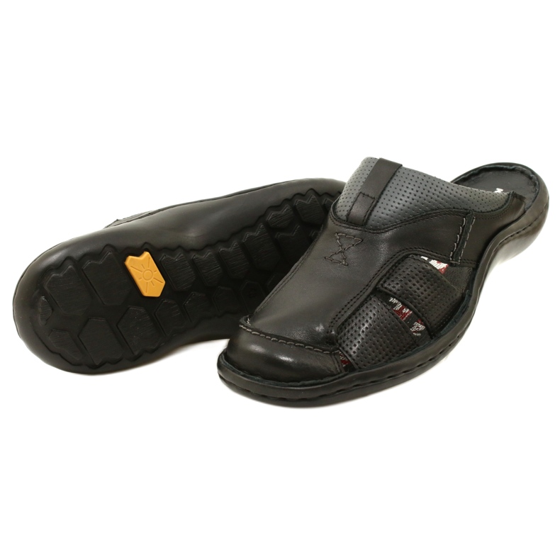 Kampol Infradito da uomo in pelle 224KAM, nere nero 9