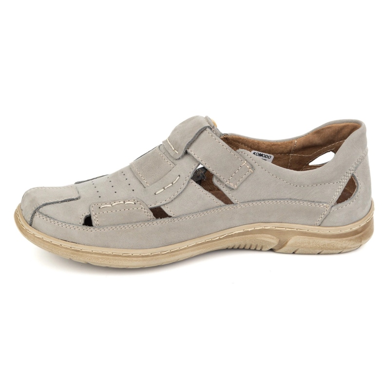 KOMODO Scarpe da uomo in pelle per velcro 937 grigio 1