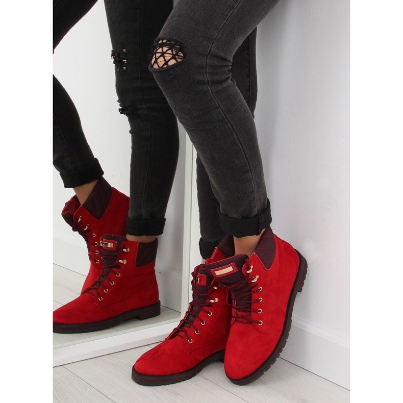 Stivali stringati rosso 1539 Rosso 2