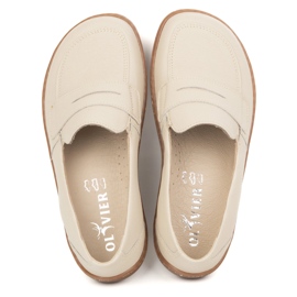 Olivier Eleganti mocassini in pelle minimalista da donna a piedi 1280 beige 1