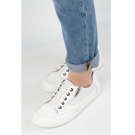Olivier Sneaker in pelle minimalista femminile a piedi nudi 770 bianchi perforati bianco 2