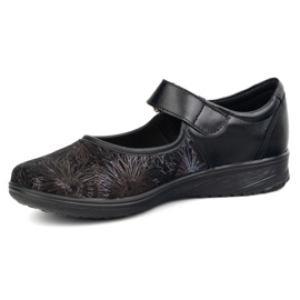 But-Bal Scarpe in pelle di pelle da donna con un motivo floreale 696bb nero 1