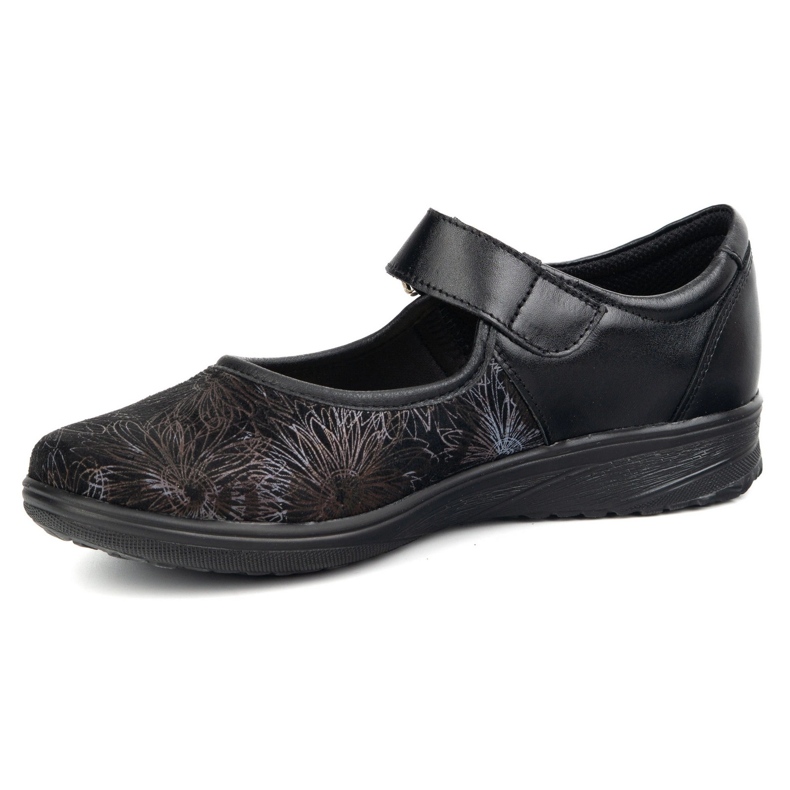 But-Bal Scarpe in pelle di pelle da donna con un motivo floreale 696bb nero 1