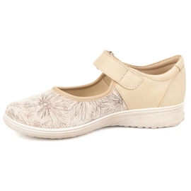 But-Bal Scarpe in pelle di pelle da donna con un modello floreale 696bb beige 1